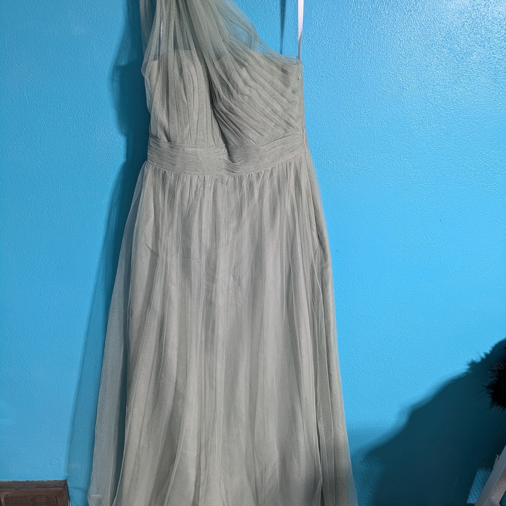 Revelry‎ One-Shoulder Sage Green Tulle Gown